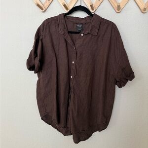 JCREW Chocolate Brown Irish Linen Top